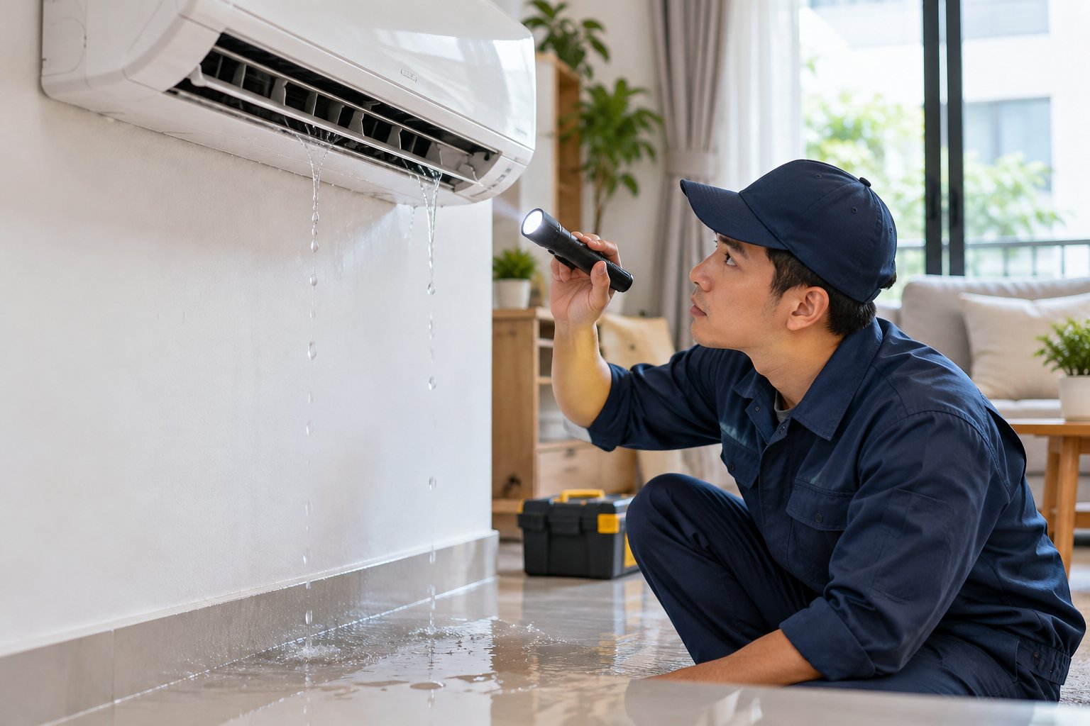 Máy lạnh chảy nước trong nhà: Cách kiểm tra an toàn