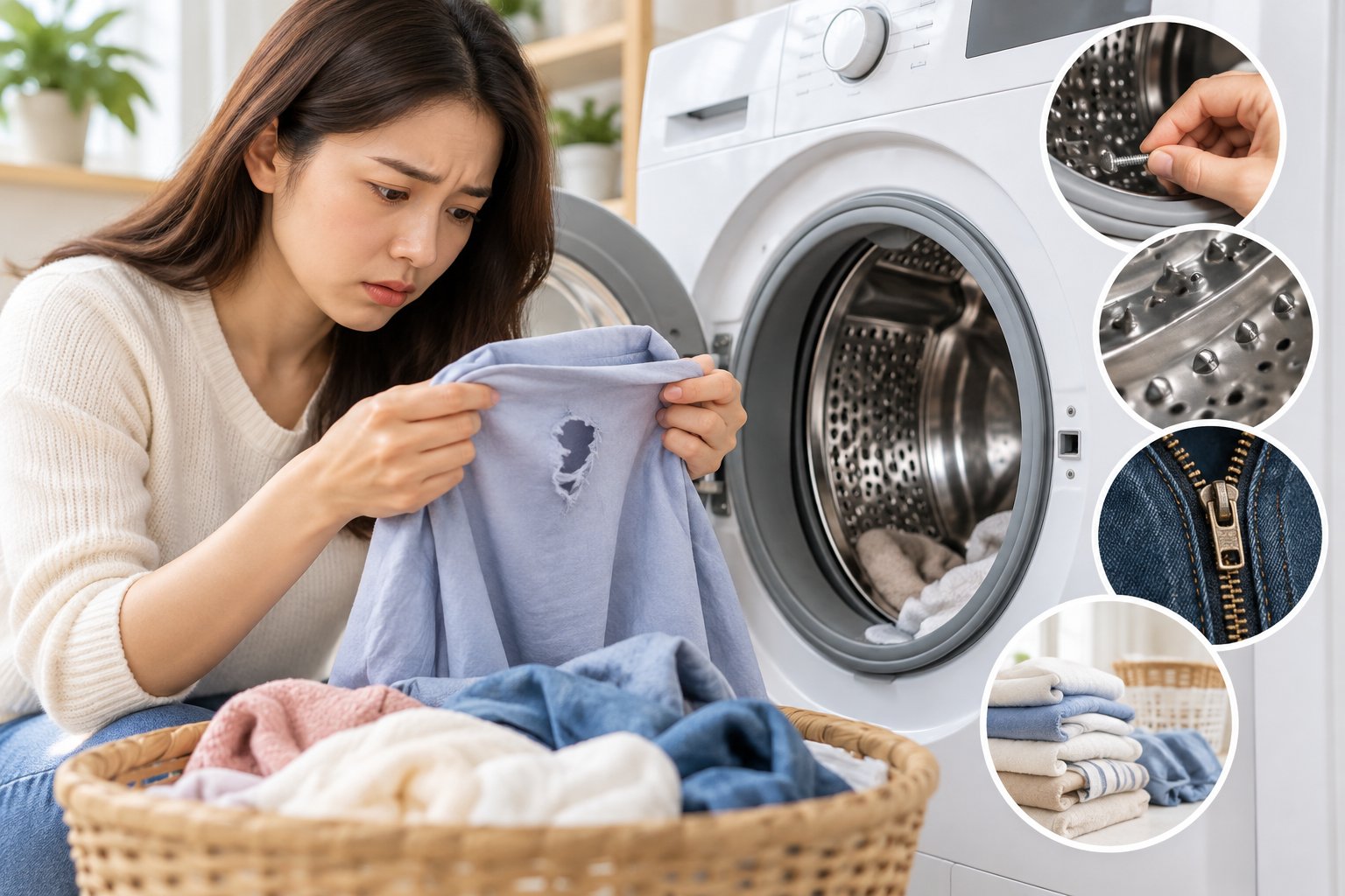 Máy giặt làm rách quần áo: Cách kiểm tra an toàn