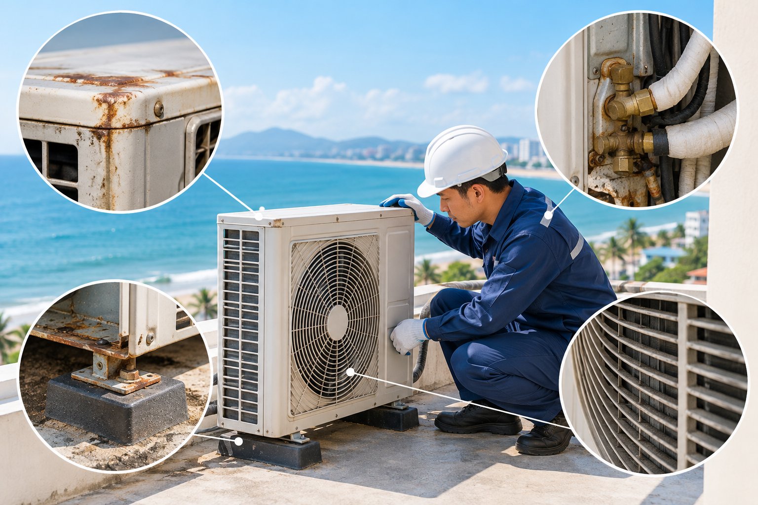 Kiểm tra dàn nóng máy lạnh gần biển an toàn 2 Ảnh minh hoạ: Kiểm tra dàn nóng máy lạnh gần biển an toàn
