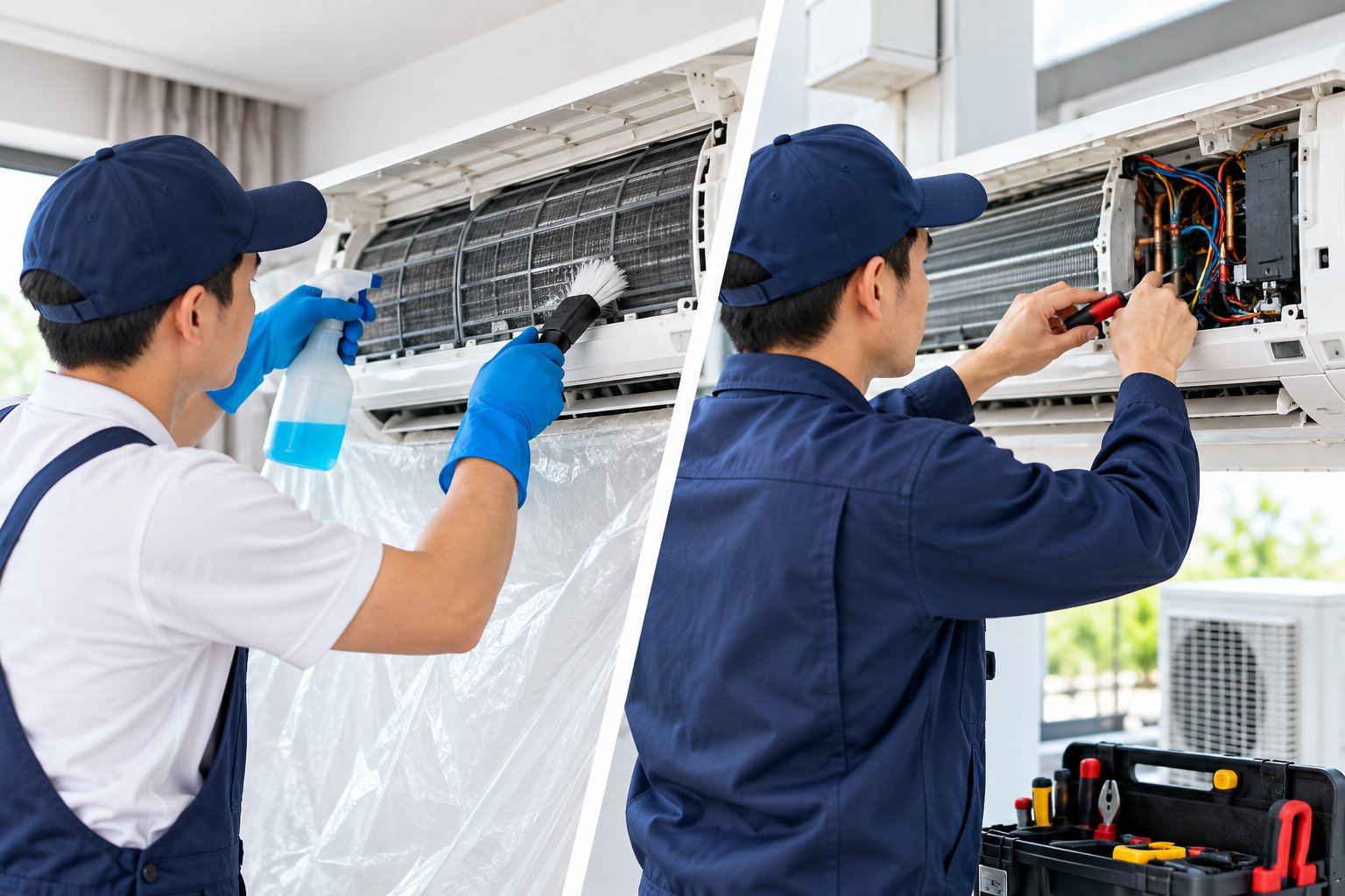 Ảnh minh hoạ: Phân biệt vệ sinh và bảo dưỡng máy lạnh