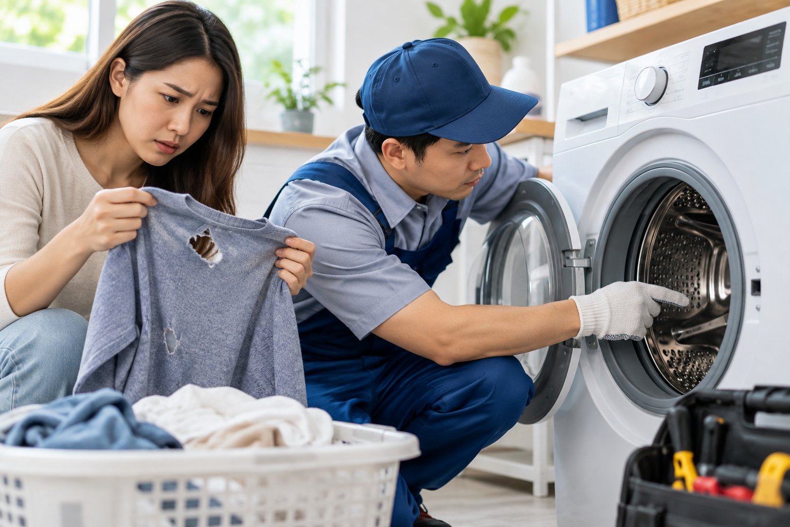 Ảnh minh hoạ: Máy giặt làm rách quần áo: Cách kiểm tra an toàn